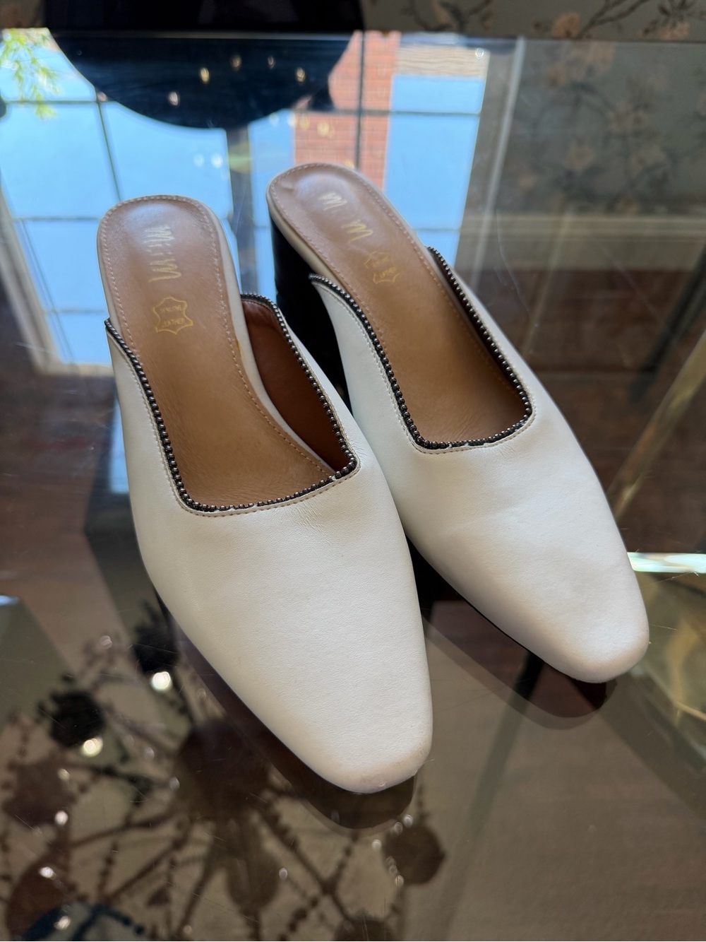 Women’s White Slip-On Mule Heels